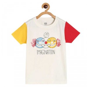 Miniklub Knit T-Shirt - White/Yellow/Red, 3-4yr